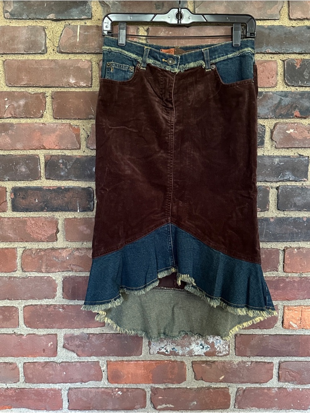 Buffalo Nicci High Low Corduroy Jean Mermaid Skirt Sz 27 / 28” Long